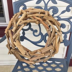 Exc!! 18” Driftwood Wreath Wood Coastal Nautical Wooden Wall Hanging Large